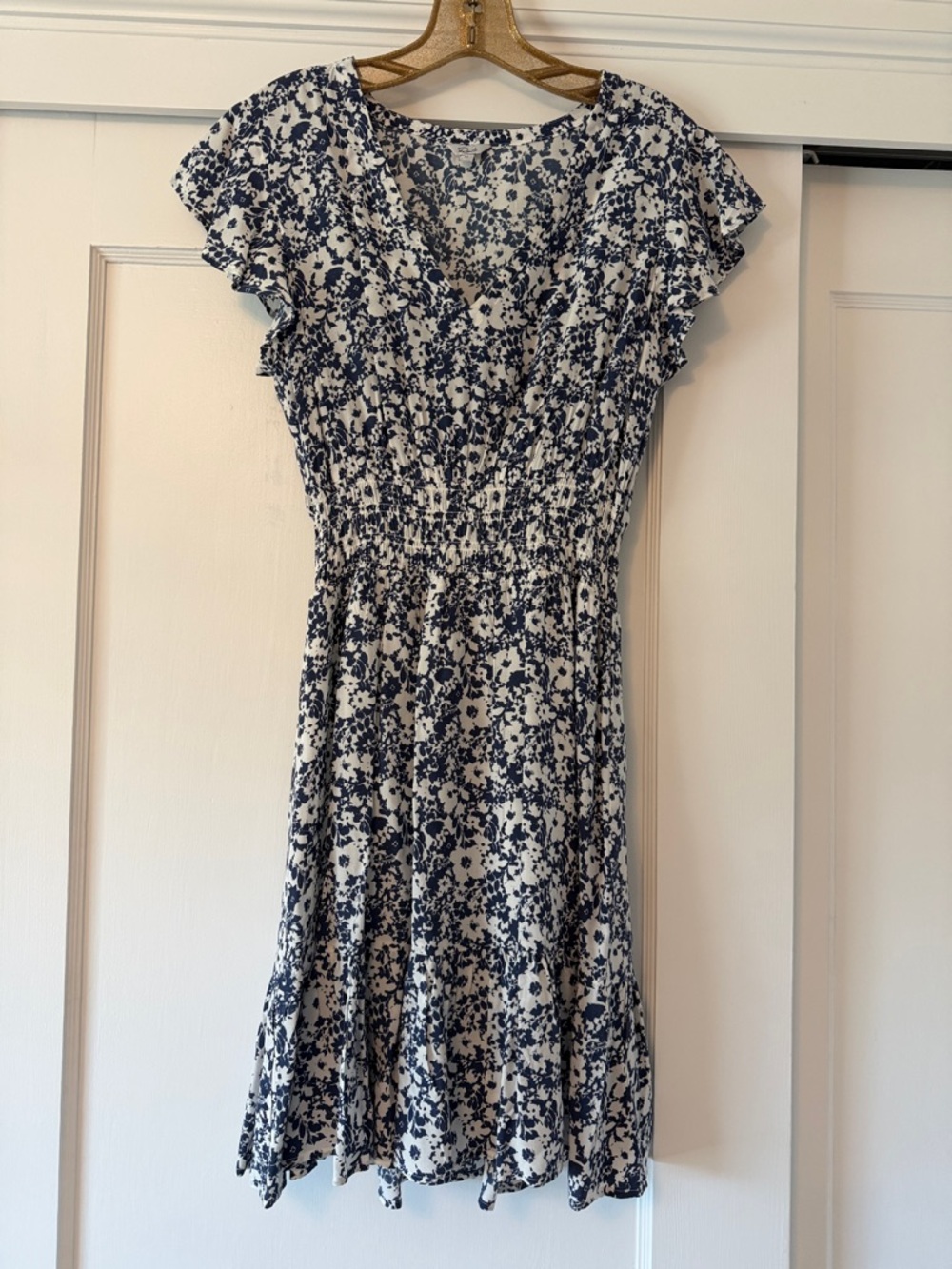 Rails Tara Navy White Texture Floral Midi Dress
